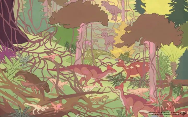 À la recherche du petit dino arc-en-ciel