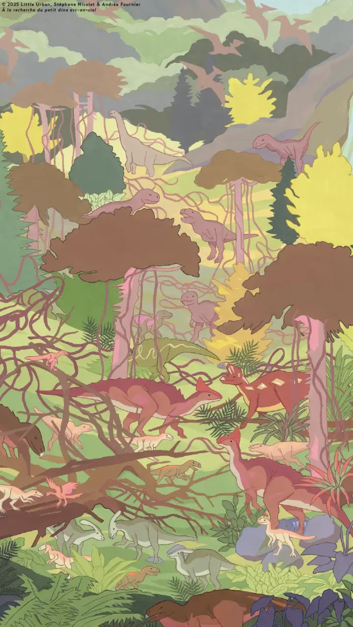 À la recherche du petit dino arc-en-ciel