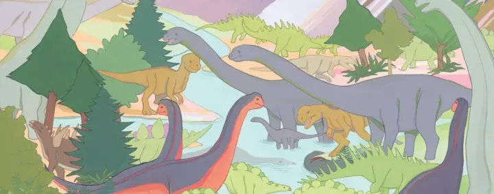 À la recherche du petit dino arc-en-ciel